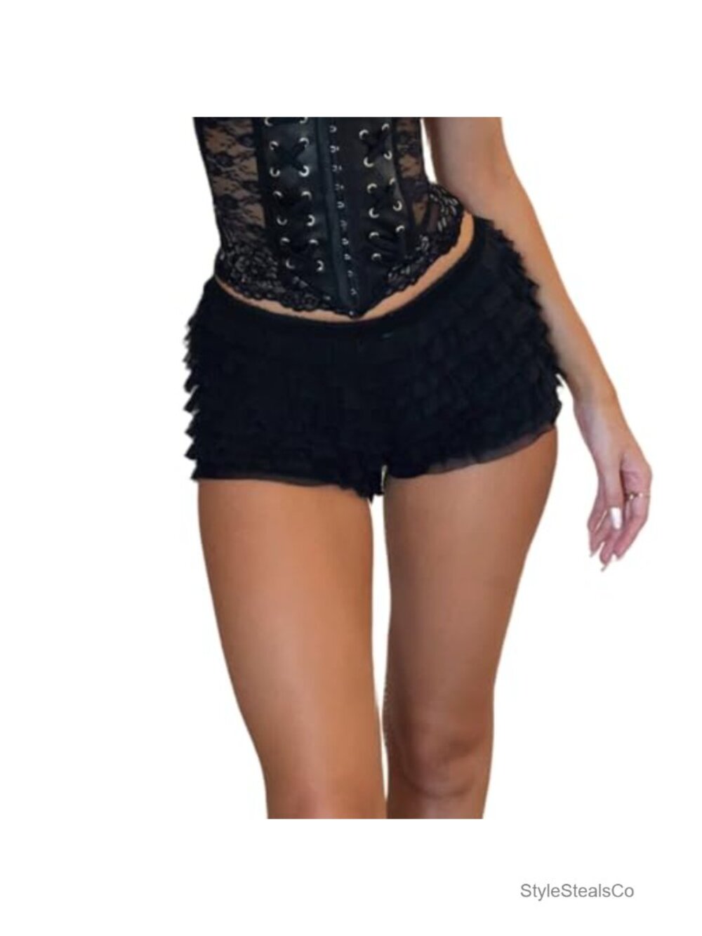 Lace Trim Layered Ruffle Bloomers Coquette Frilly Boy Shorts
